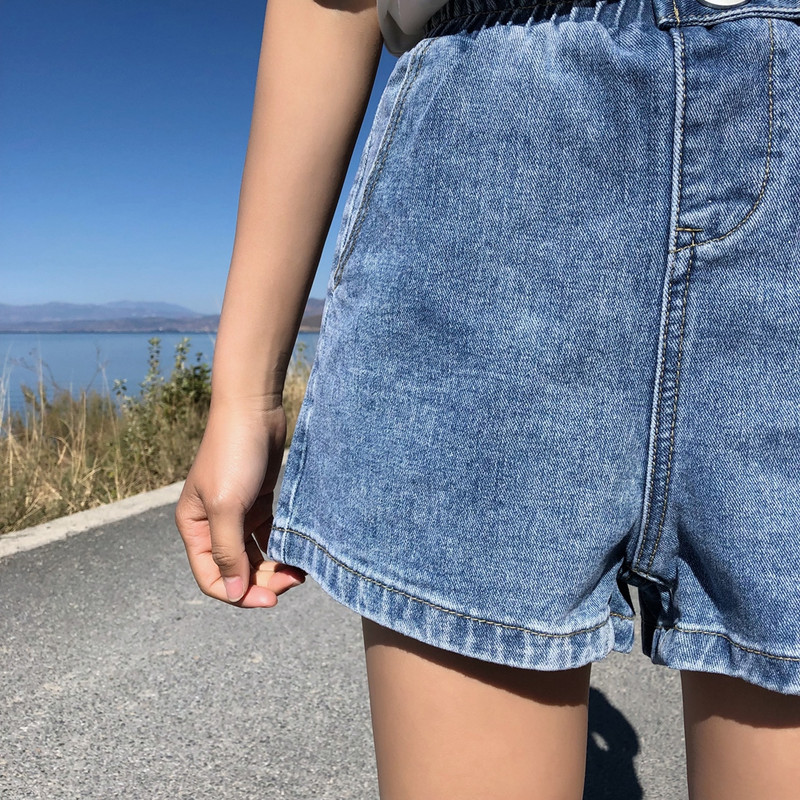 Tänavarõivad suvised naiste teksapüksid 2022 Uus saabumine kõrge elastse vöökohaga laia säärega lühikesed püksid Teksad Must Sinine Valge Roosa Lühikesed Naiste