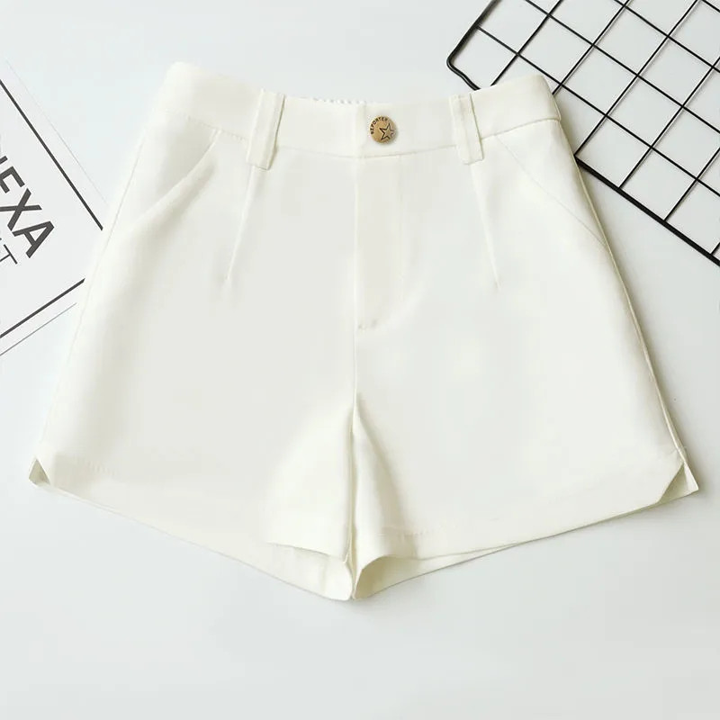 Office Summer Loose Solid Classic A-joonega laia säärega ülikond lühikesed püksid naiste ametlikud professionaalsed kõrge vööga lühikesed püksid naistele