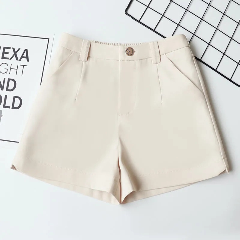 Office Summer Loose Solid Classic A-joonega laia säärega ülikond lühikesed püksid naiste ametlikud professionaalsed kõrge vööga lühikesed püksid naistele