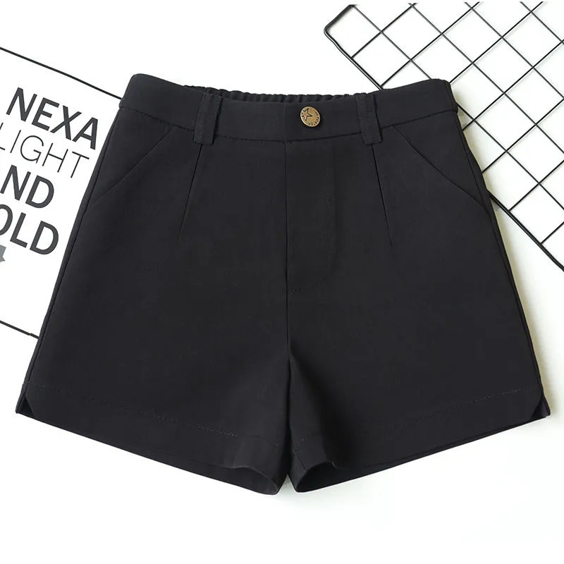 Office Summer Loose Solid Classic A-joonega laia säärega ülikond lühikesed püksid naiste ametlikud professionaalsed kõrge vööga lühikesed püksid naistele