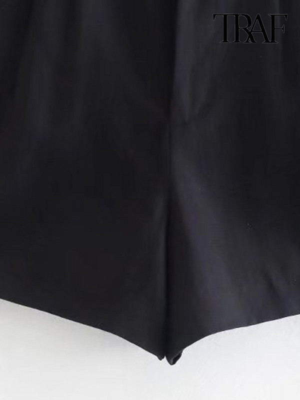 TRAF női divatos oldalzsebek elöl Darted bermuda rövidnadrágok Vintage magas derekú cipzárral Fly női rövid nadrágok Mujer