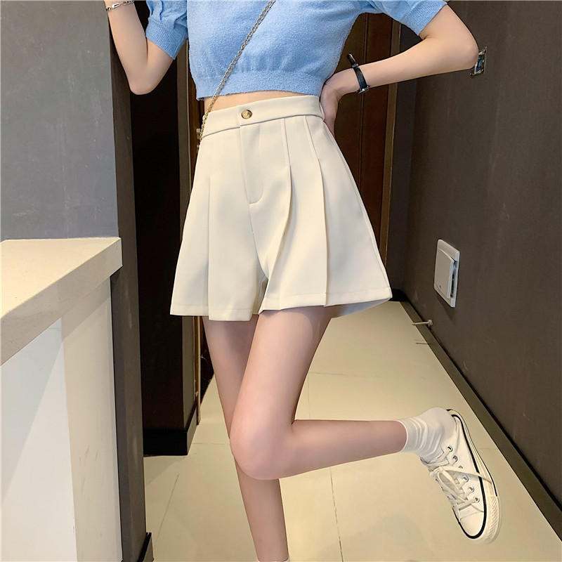 Női rövidnadrágok Minimlaist Solid, magas derék, 4 színű, mindenhez passzoló nőies klasszikus kiváló minőség népszerű Ulzzang alkalmi laza elegáns új