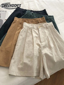 Penkių taškų šortai moteriški aukštu juosmeniu medvilniniai lininiai tvirti laisvi moteriški sportiniai šortai, moteriški vasariniai bridžai su elastiniu juosmeniu