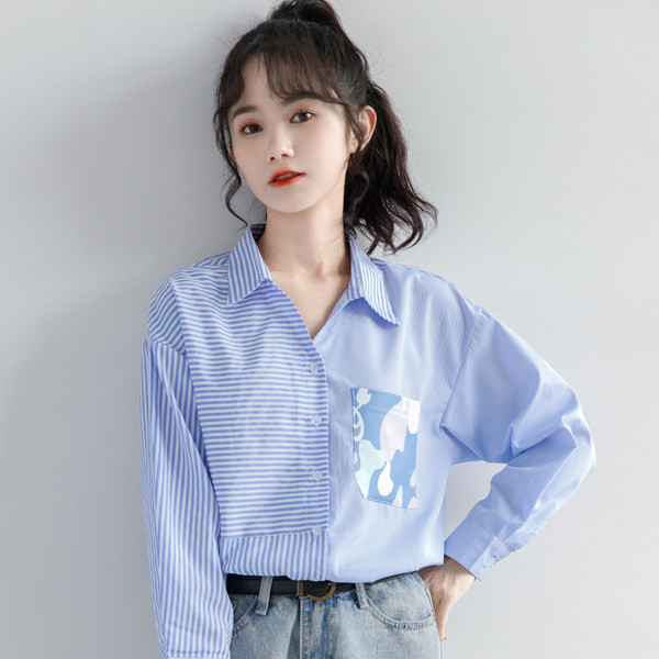 Ženska prugasta košulja s džepom