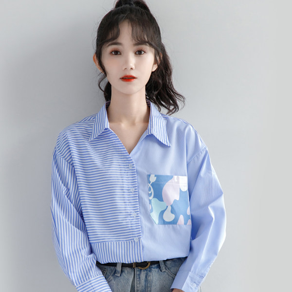 Ženska prugasta košulja s džepom