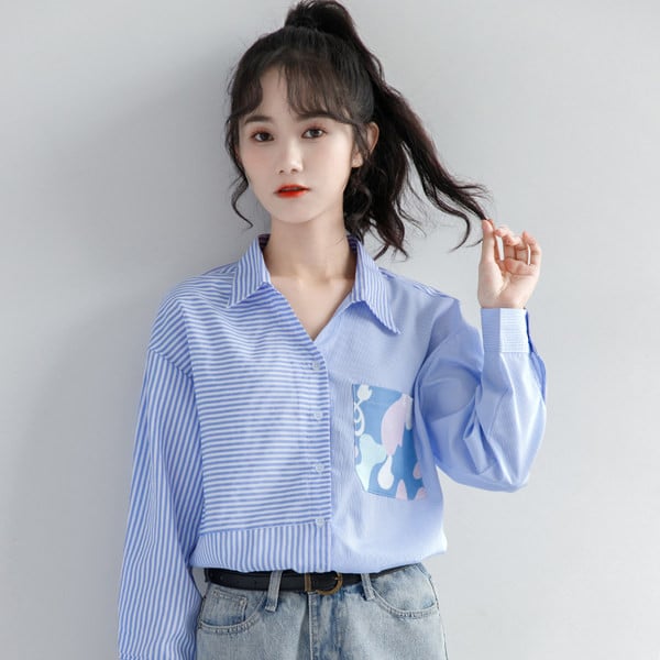 Ženska prugasta košulja s džepom