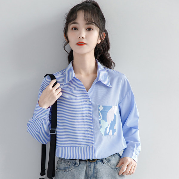 Ženska prugasta košulja s džepom