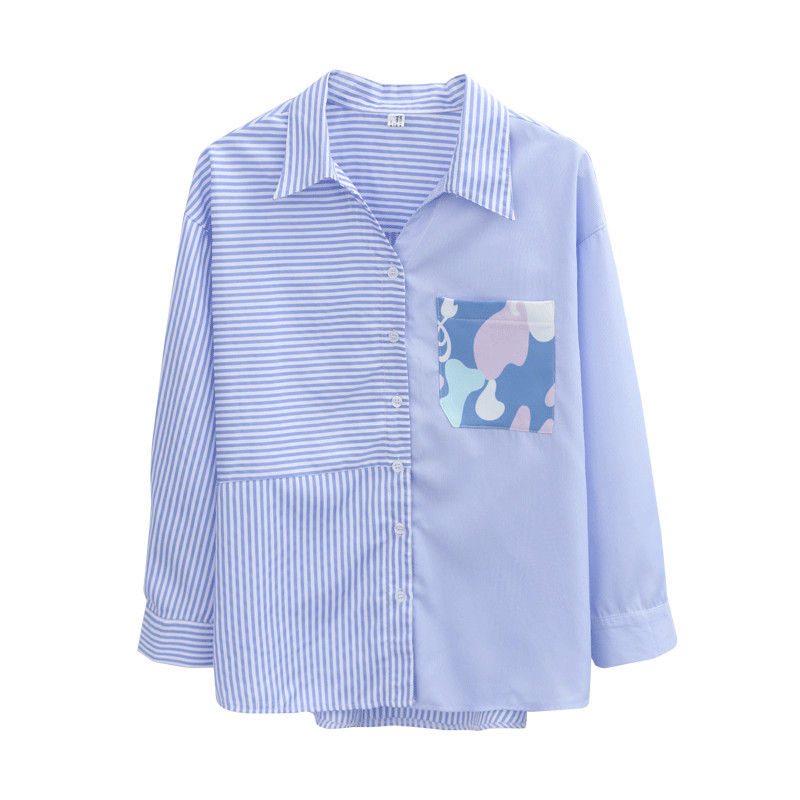 Ženska prugasta košulja s džepom