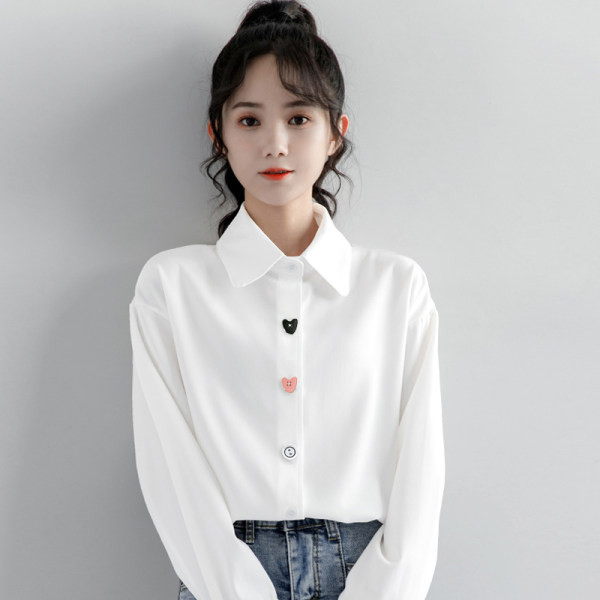 Új modell női ing színes gombokkal és klasszikus gallérral