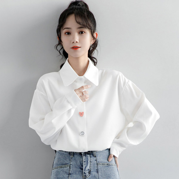 Új modell női ing színes gombokkal és klasszikus gallérral