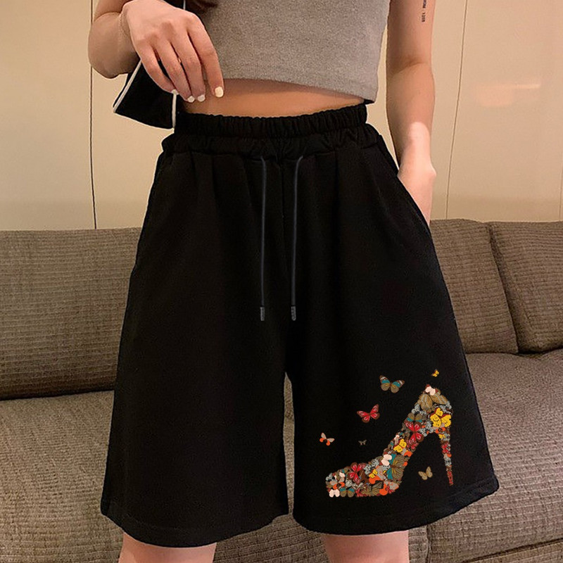 Ljetne kratke hlače Ženske ljetne bermude široke ležerne sportske rastezljive ravne nogavice prozračne trenirke s leptirićima