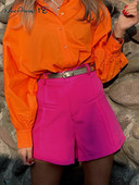 Mnealways18 aukšto liemens karštos kelnės šortams Rožinės rožinės plačios kojos šortai moteriški Vasaros High Street Lady Plisuoti šortai, tinkantys