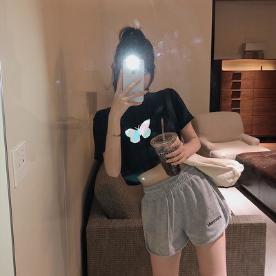 FORRÓ Női rövid nadrág nyári alkalmi női, minden szabású laza tömör, puha pamut szabadidő, női edzés derékpánt vékony, sztreccs rövidnadrág