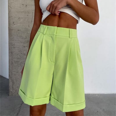 2022. Nove ženske proljetne ležerne kratke hlače visokog struka Jednobojne široke kratke hlače Ženske gornje hlače Ženske kratke hlače midi dužine