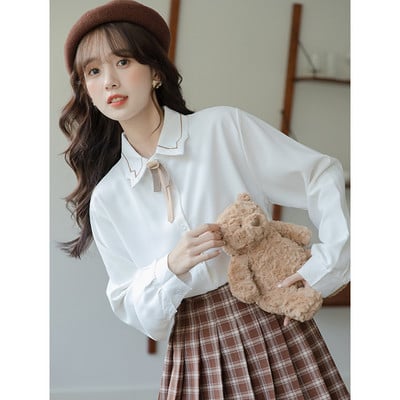 Novi model ženske elegantne košulje sa kragnom i trakom