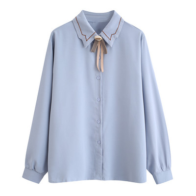 Novi model ženske elegantne košulje sa kragnom i trakom