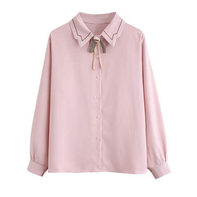 Novi model ženske elegantne košulje sa kragnom i trakom