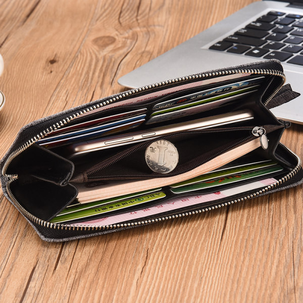 Férfi textil pénztárca fogantyúval és cipzárral