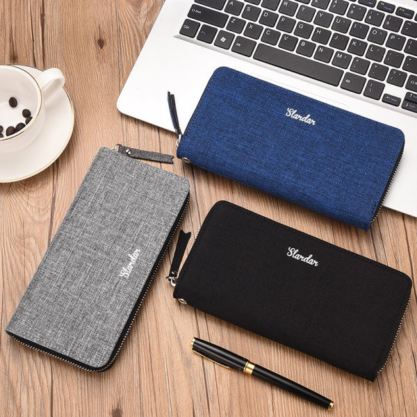 Férfi textil pénztárca fogantyúval és cipzárral