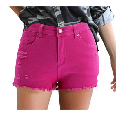 2022. aasta suve naiste teksapüksid, elastsed kõrge vöökohaga Bodycon kitsad lühikesed püksid, peopüksid, seksikad roosad teksapüksid