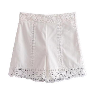 PB&ZA4786053 Moterys, 2022 m. Naujos mados nėrimo sujungimas Šortai Vintažiniai aukšto juosmens šortai Moteriškos trumpos kelnės Mujer 4786/053