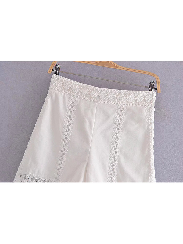 PB&ZA4786053 Moterys, 2022 m. Naujos mados nėrimo sujungimas Šortai Vintažiniai aukšto juosmens šortai Moteriškos trumpos kelnės Mujer 4786/053