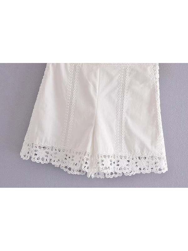 PB&ZA4786053 Moterys, 2022 m. Naujos mados nėrimo sujungimas Šortai Vintažiniai aukšto juosmens šortai Moteriškos trumpos kelnės Mujer 4786/053