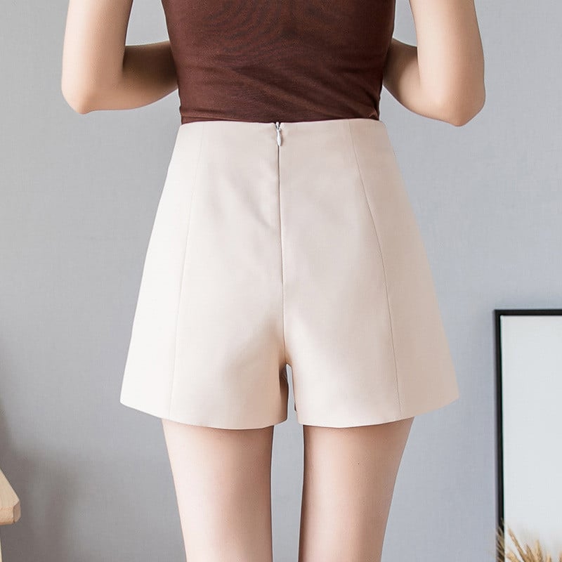 2022 m. vasaros šortai moterims Tvirtos aukšto juosmens plačios trumpos kelnės Juodos užtraukiamos kišenės Šortai Moteriškos trumpos kelnės D4142