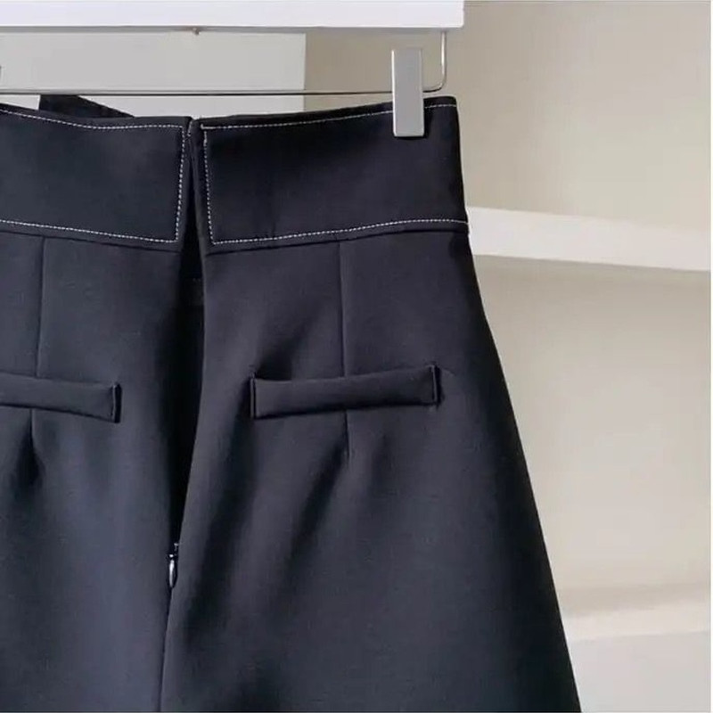 Női rövidnadrág, magas derekú, aszimmetrikus, szabadidő Patchwork főiskolai hallgatók érkezése dizájn koreai stílusú iroda Lady Chic