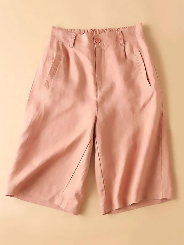 9112 Vasariniai moteriški šortai, tamprūs aukštu juosmeniu, senoviniai elegantiški kasdieniai laisvi gatvės drabužiai, plačios kojos, 5 spalvų kelnės iki kelių