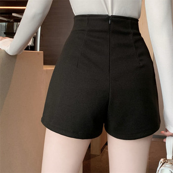 Σορτς Γυναικεία Μαύρα όλα ταίριασμα Φθινοπωρινό ψηλόμεσο ίσιο Vintage Απλό νέο casual εφηβικό παντελόνι κορεατικού στυλ Ρετρό Mujer