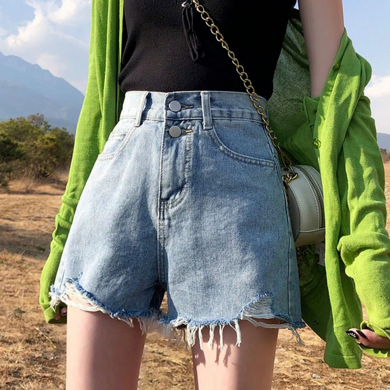 Feynzzi moe uus suvine naiste kõrge vöökohaga nööp, teksapüksid, vabaaja püksid, naiste vabad püksid, sinised teksapüksid