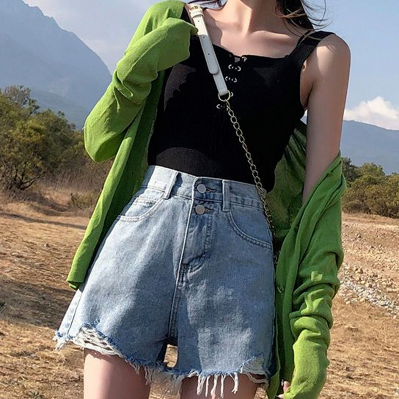 Feynzzi moe uus suvine naiste kõrge vöökohaga nööp, teksapüksid, vabaaja püksid, naiste vabad püksid, sinised teksapüksid