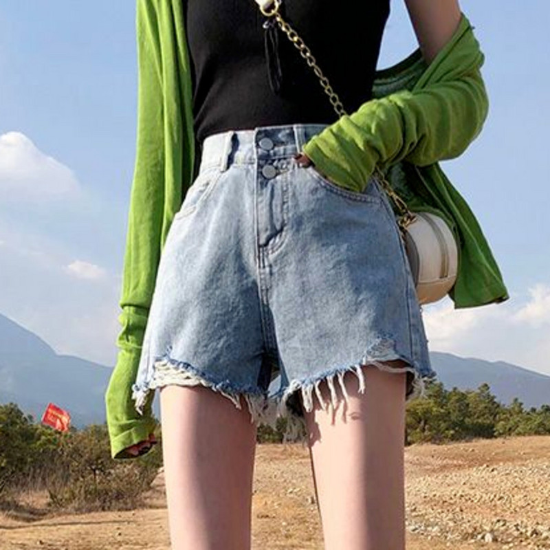 Feynzzi moe uus suvine naiste kõrge vöökohaga nööp, teksapüksid, vabaaja püksid, naiste vabad püksid, sinised teksapüksid