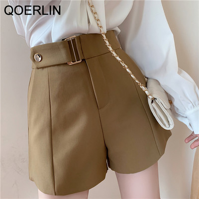 QOERLIN tavaszi új bő öltöny nadrág női széles szárú nadrág rövidnadrág lány magas derekú női csizma rövidnadrág fekete magas derekú zseb