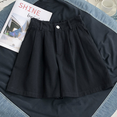 Sieviešu šorti vasaras vienkāršāki, vienkārši jauni, eleganti pieguļoši dāma brīvi ikdienišķa vintage mīksta, moderna apģērba ikdienas korejiešu stila krokas