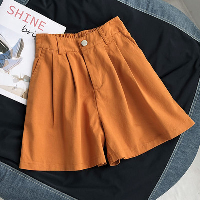 Sieviešu šorti vasaras vienkāršāki, vienkārši jauni, eleganti pieguļoši dāma brīvi ikdienišķa vintage mīksta, moderna apģērba ikdienas korejiešu stila krokas