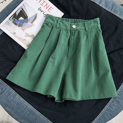 Sieviešu šorti vasaras vienkāršāki, vienkārši jauni, eleganti pieguļoši dāma brīvi ikdienišķa vintage mīksta, moderna apģērba ikdienas korejiešu stila krokas