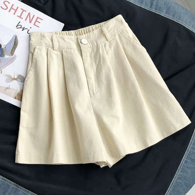 Sieviešu šorti vasaras vienkāršāki, vienkārši jauni, eleganti pieguļoši dāma brīvi ikdienišķa vintage mīksta, moderna apģērba ikdienas korejiešu stila krokas