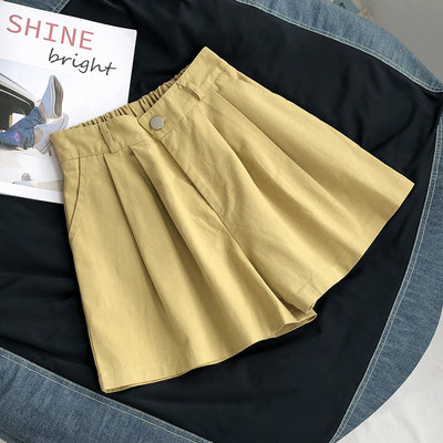 Sieviešu šorti vasaras vienkāršāki, vienkārši jauni, eleganti pieguļoši dāma brīvi ikdienišķa vintage mīksta, moderna apģērba ikdienas korejiešu stila krokas