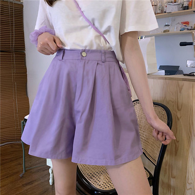 Sieviešu šorti vasaras vienkāršāki, vienkārši jauni, eleganti pieguļoši dāma brīvi ikdienišķa vintage mīksta, moderna apģērba ikdienas korejiešu stila krokas