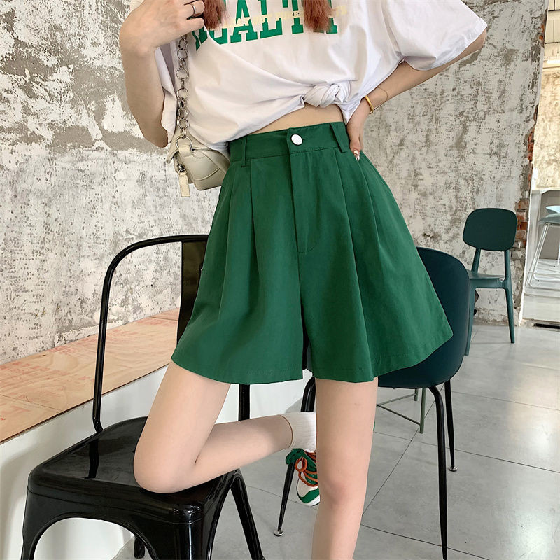 Lühikesed püksid Naiste suvised Solid Lihtsad Uus Chic Fit Lady Vaba vaba vabaaja Vintage Pehme Täiuslik Trendikas Riietus Igapäevased Korea stiilis Voldid