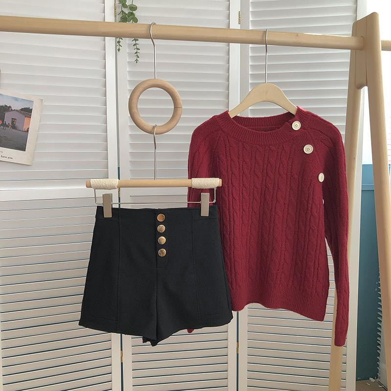 Koreai divat, magas derekú gombos, alkalmi rövidnadrág, női 2022 nyár, új irodai hölgy, elegáns ingázás, masszív, széles szárú rövidnadrág