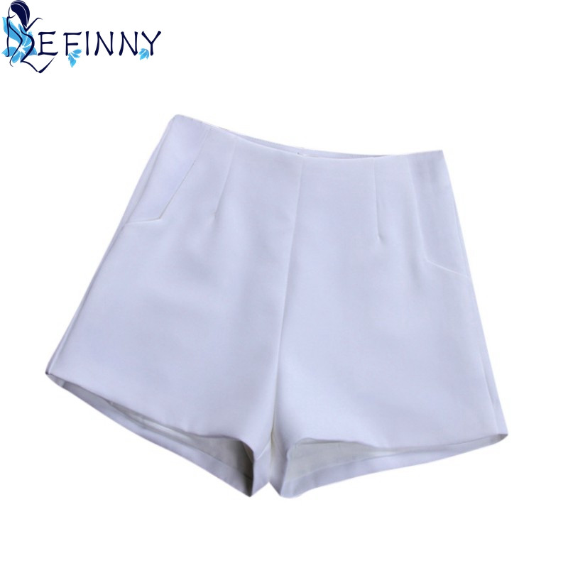 Nauji šortai moterims Vasaros karštos mados vienspalviai apatiniai aukštu juosmeniu laisvalaikio kostiumo šortai juodi balti