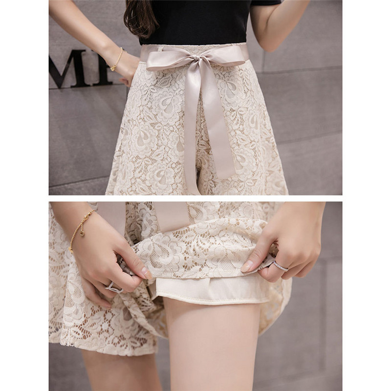Gowyimmes 2021 Summer Big S-XL Lány bő csipke rövidnadrág Női A-vonalú rövidnadrág Női, magas derekú, széles lábú rövidnadrág Felsőruházat Hot PD953