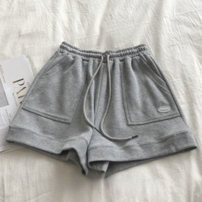 Egyszínű rövidnadrág női magas derekú feszes sport bő koreai változat hétköznapi, széles szárú női rövidnadrág nyári molett