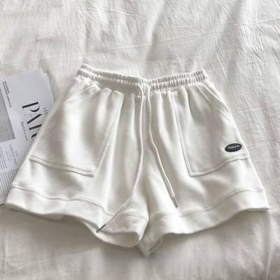 Egyszínű rövidnadrág női magas derekú feszes sport bő koreai változat hétköznapi, széles szárú női rövidnadrág nyári molett