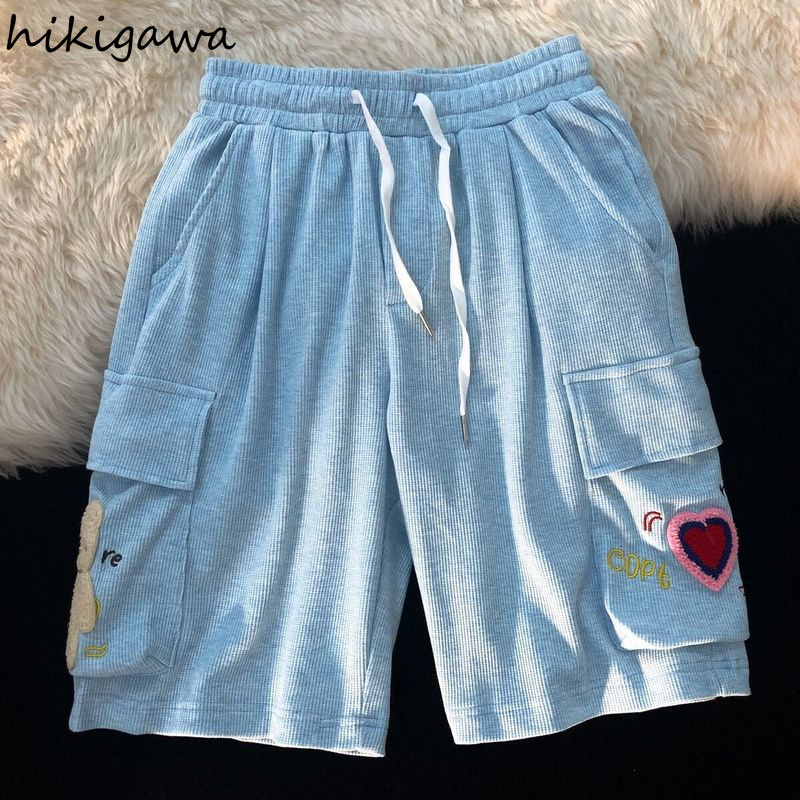 Hikigawa Jaapan Armsad riided Lühikesed püksid Harajuku lahtised naiste lühikesed püksid karu Multikad Tikand Pantalon Mujer mood Kawaii püksid