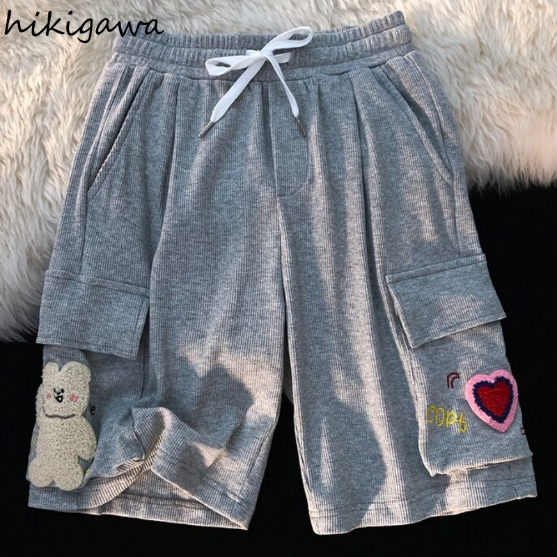 Hikigawa Jaapan Armsad riided Lühikesed püksid Harajuku lahtised naiste lühikesed püksid karu Multikad Tikand Pantalon Mujer mood Kawaii püksid