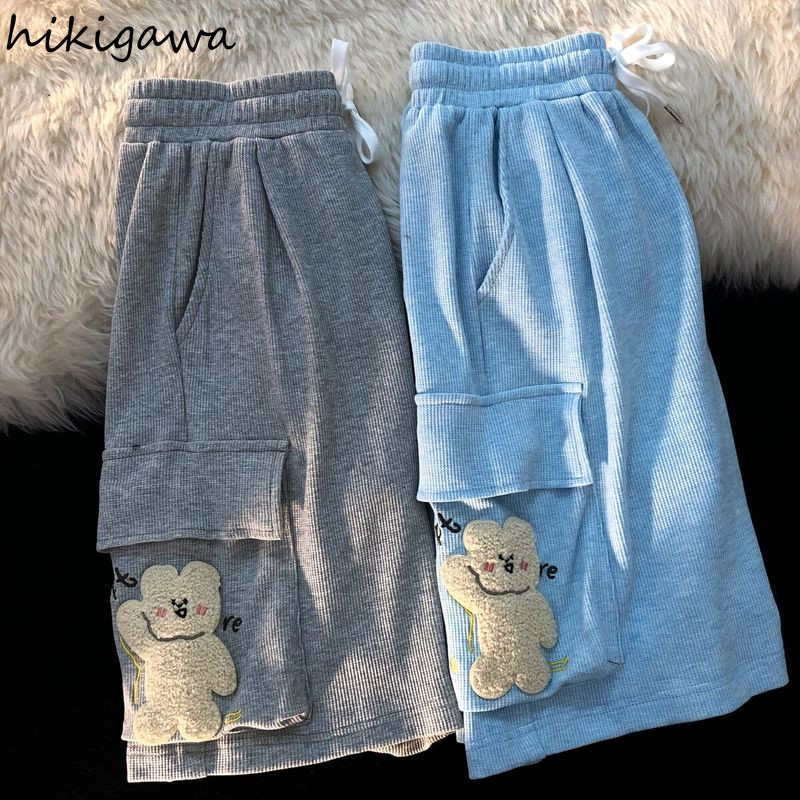 Hikigawa Jaapan Armsad riided Lühikesed püksid Harajuku lahtised naiste lühikesed püksid karu Multikad Tikand Pantalon Mujer mood Kawaii püksid